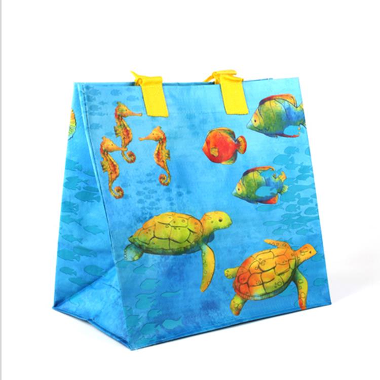 double handle laminated tote bag